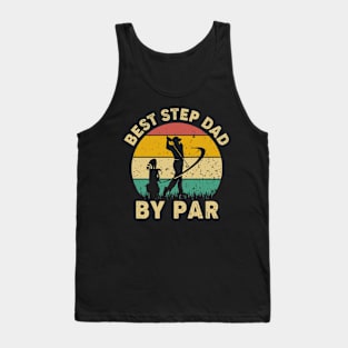 Vintage Best Step Dad By Par Funny Golfing Golf Player Gift Tank Top